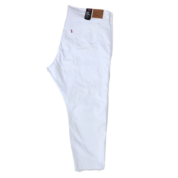 Levi’s Premium Wedgie Skinny Distressed Size 24W White Crop High Waist - Picture 6 of 16